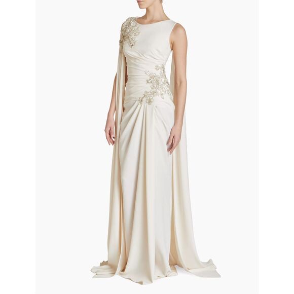 Zuhair Murad Embroidered Cady Cape Gown SIZE 8 $4950 - Picture 2 of 16
